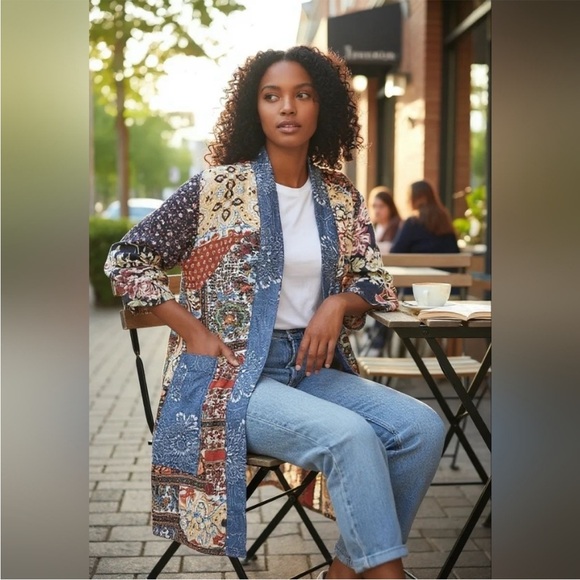 RARE Free People Songbird Patchwork Kimono Duster - Picture 2 of 7